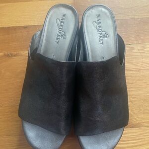 Naked Feet Flow Platforms Sandals in Pewter.